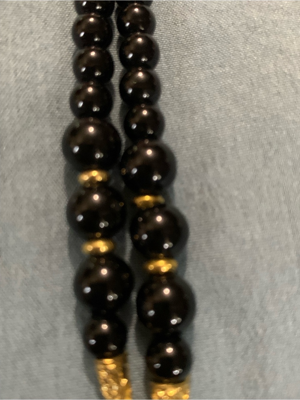 Black Beaded Amulet Necklace with Gold-Trimmed Pink Thai Phra Phrom Pendant - Picture 4 of 4